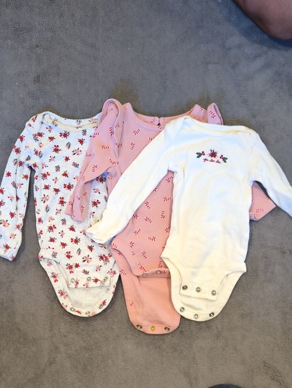 Girls' Long-Sleeve Floral & Pink One-Piece Bodysuits - 3-Pack
